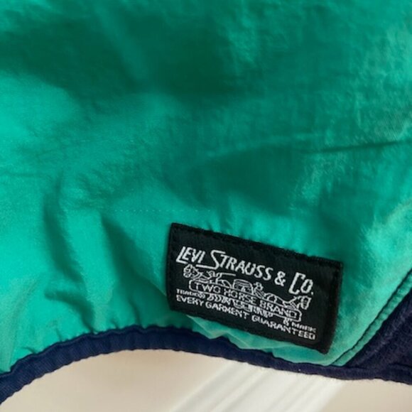 Levi's Hoodie Sweatshirt Men's L Relaxed Navy Blue & Green Pockets - Picture 2 of 6